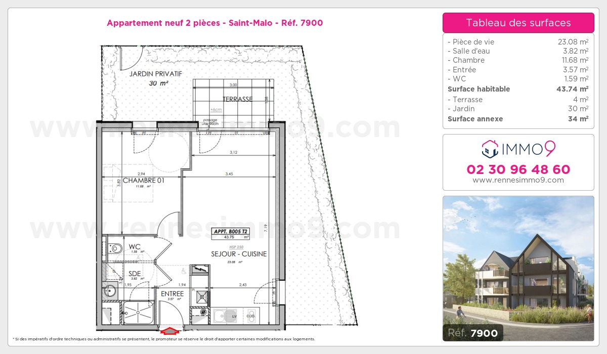 Plan et surfaces, Programme neuf Saint-Malo Référence n° 7900