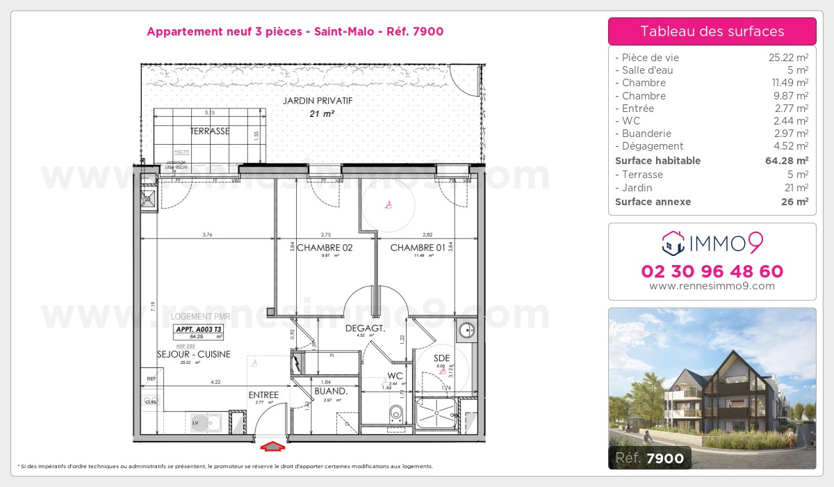 Plan et surfaces, Programme neuf Saint-Malo Référence n° 7900