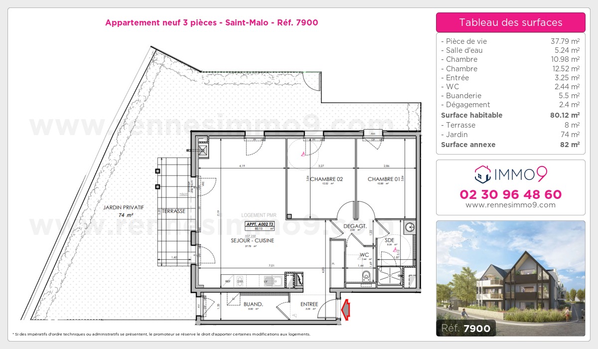Plan et surfaces, Programme neuf Saint-Malo Référence n° 7900