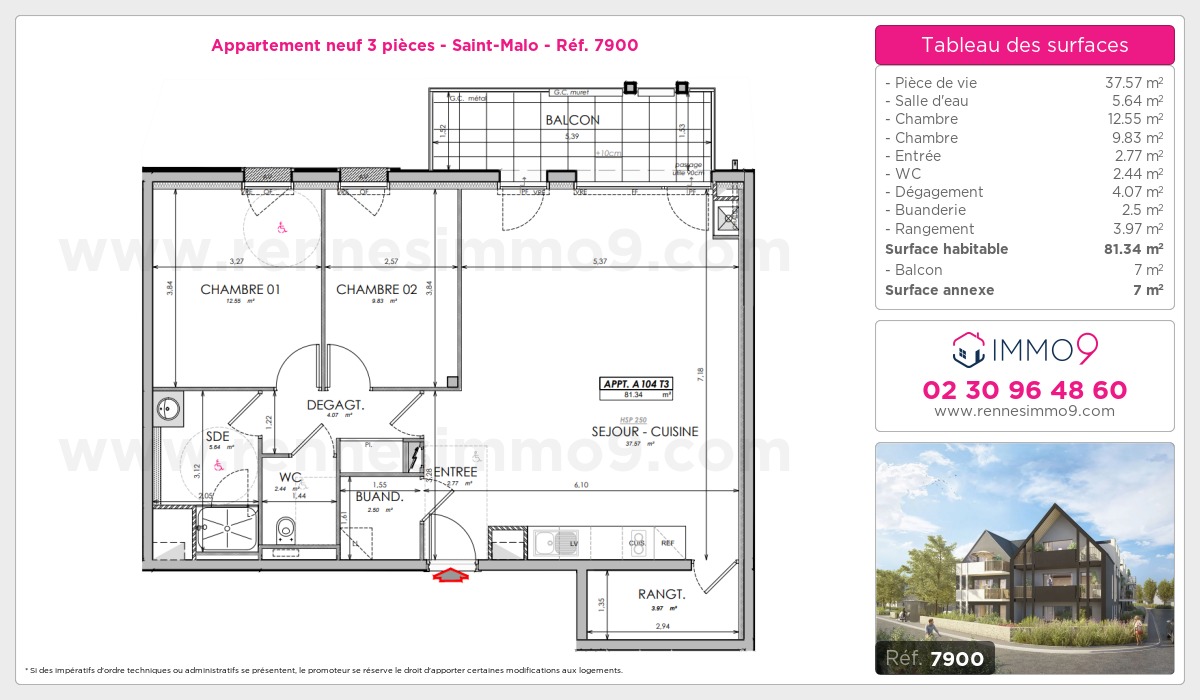 Plan et surfaces, Programme neuf Saint-Malo Référence n° 7900