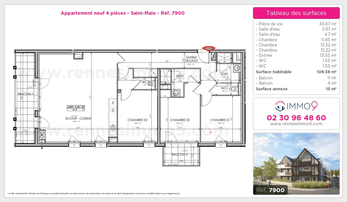 Plan et surfaces, Programme neuf Saint-Malo Référence n° 7900