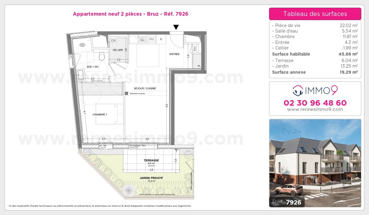 Plan et surfaces, Programme neuf Bruz Référence n° 7926
