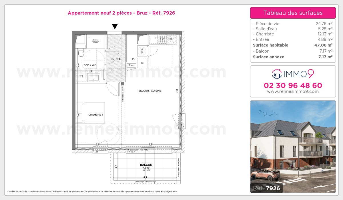 Plan et surfaces, Programme neuf Bruz Référence n° 7926