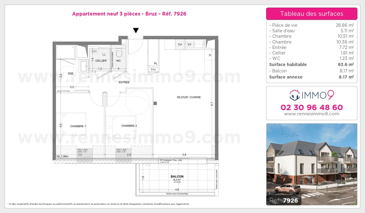 Plan et surfaces, Programme neuf Bruz Référence n° 7926