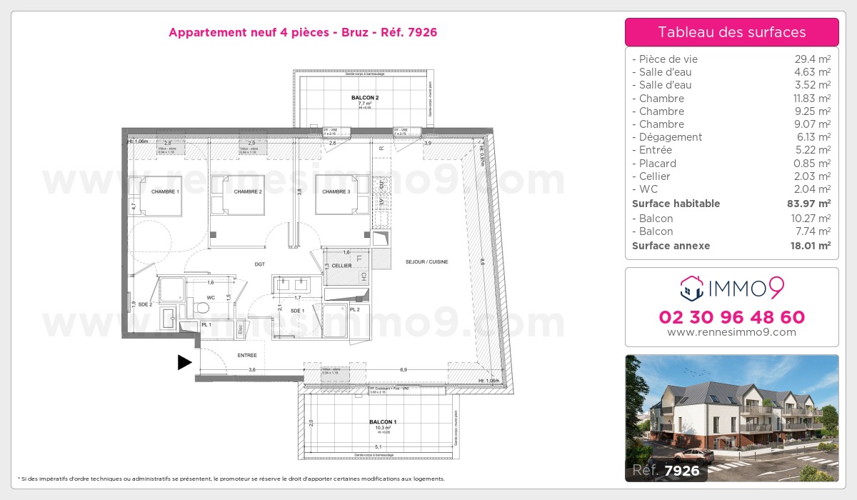Plan et surfaces, Programme neuf Bruz Référence n° 7926