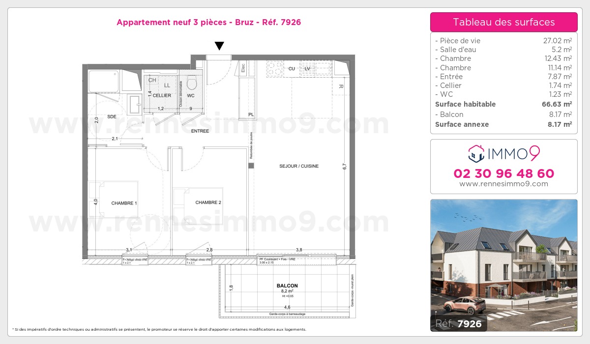 Plan et surfaces, Programme neuf Bruz Référence n° 7926