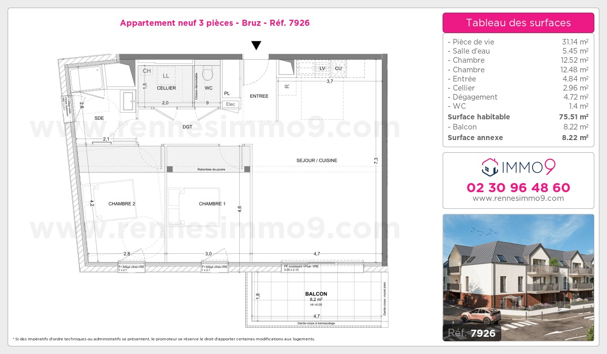 Plan et surfaces, Programme neuf Bruz Référence n° 7926