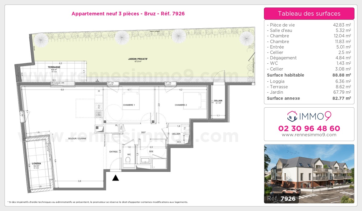 Plan et surfaces, Programme neuf Bruz Référence n° 7926