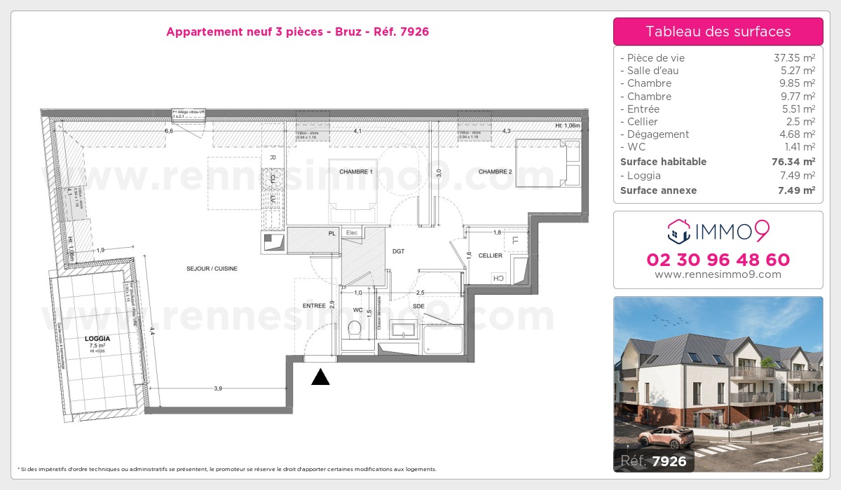 Plan et surfaces, Programme neuf Bruz Référence n° 7926