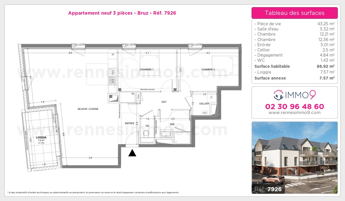 Plan et surfaces, Programme neuf Bruz Référence n° 7926