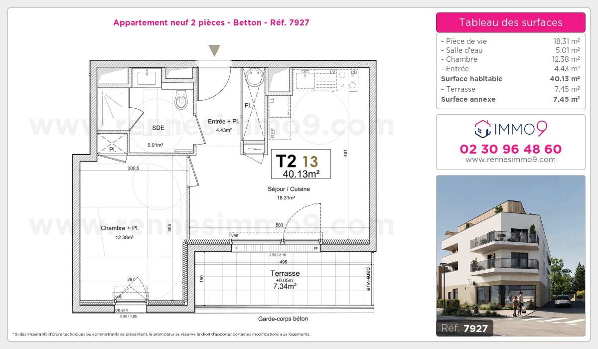 Plan et surfaces, Programme neuf Betton Référence n° 7927