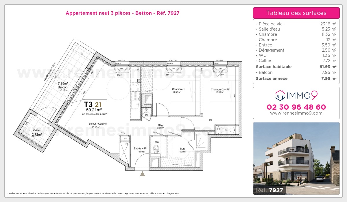 Plan et surfaces, Programme neuf Betton Référence n° 7927