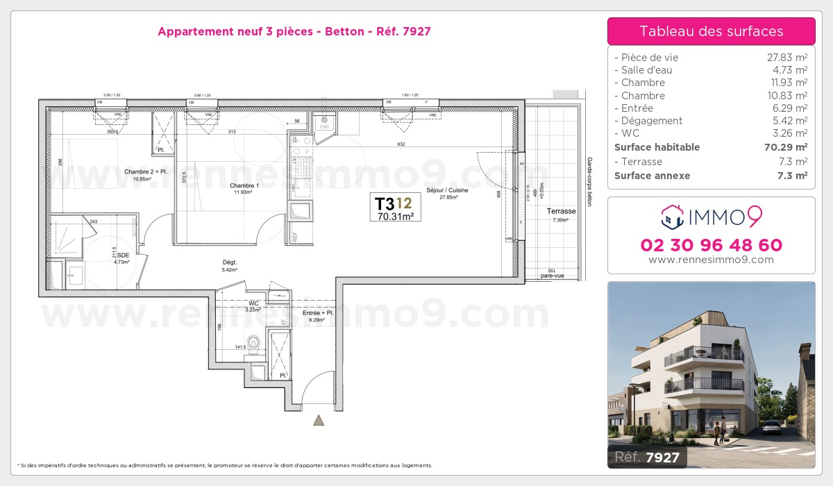 Plan et surfaces, Programme neuf Betton Référence n° 7927