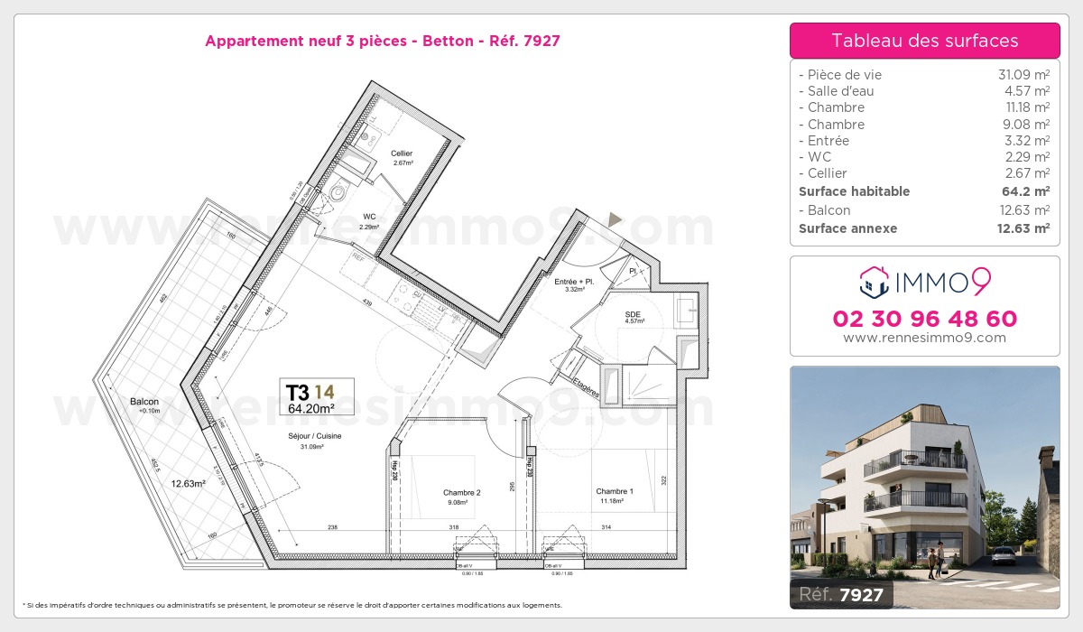 Plan et surfaces, Programme neuf Betton Référence n° 7927