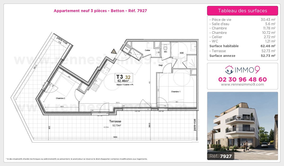 Plan et surfaces, Programme neuf Betton Référence n° 7927