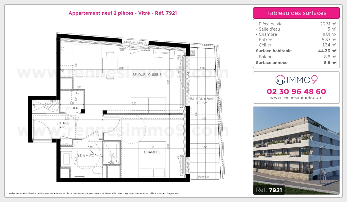 Plan et surfaces, Programme neuf Vitré Référence n° 7921