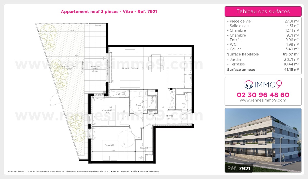 Plan et surfaces, Programme neuf Vitré Référence n° 7921