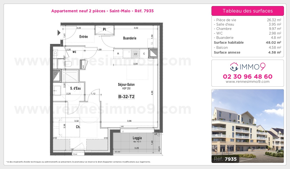 Plan et surfaces, Programme neuf Saint-Malo Référence n° 7935