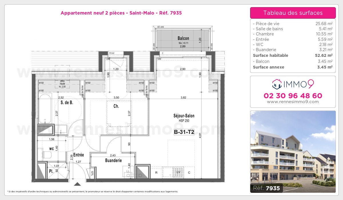 Plan et surfaces, Programme neuf Saint-Malo Référence n° 7935