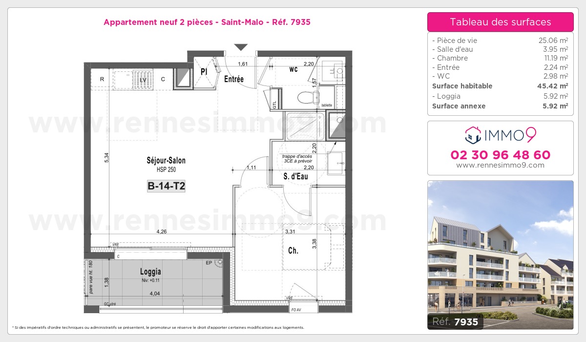 Plan et surfaces, Programme neuf Saint-Malo Référence n° 7935