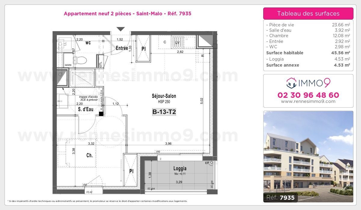 Plan et surfaces, Programme neuf Saint-Malo Référence n° 7935