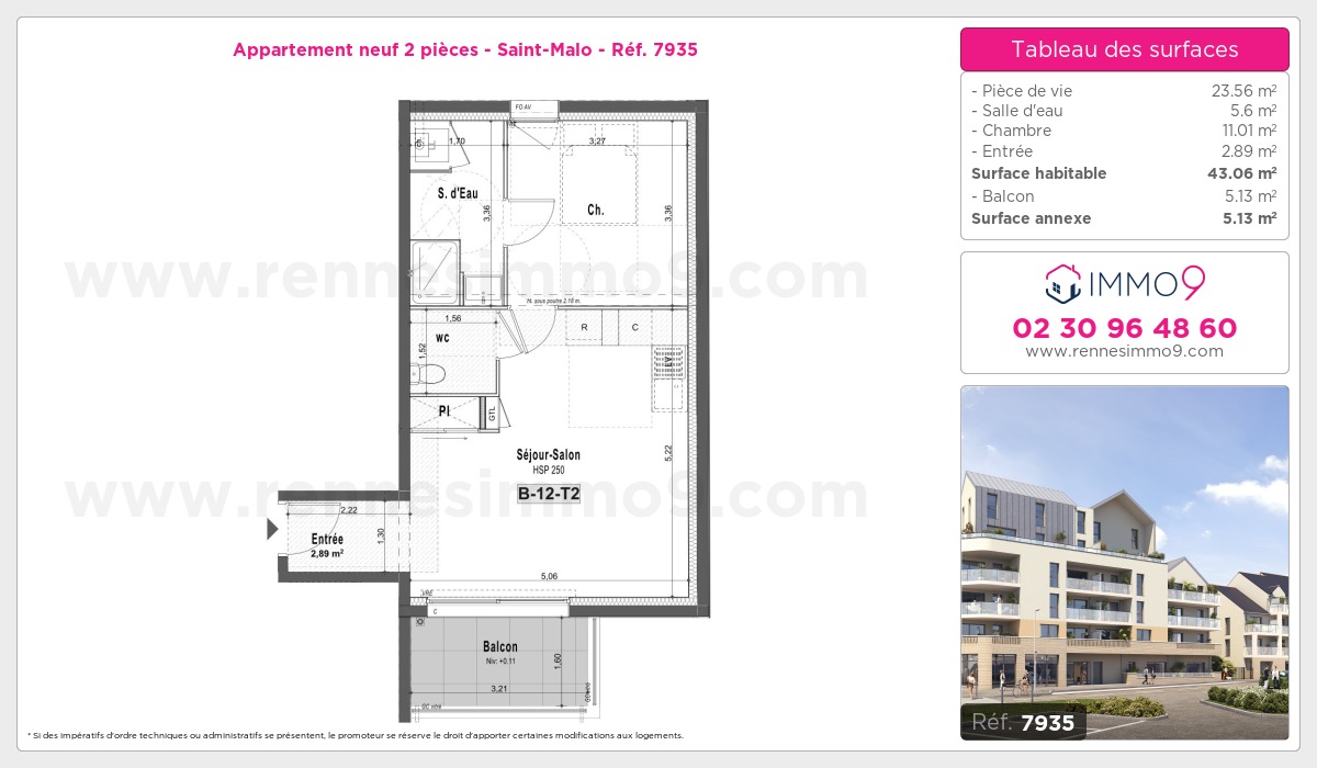 Plan et surfaces, Programme neuf Saint-Malo Référence n° 7935