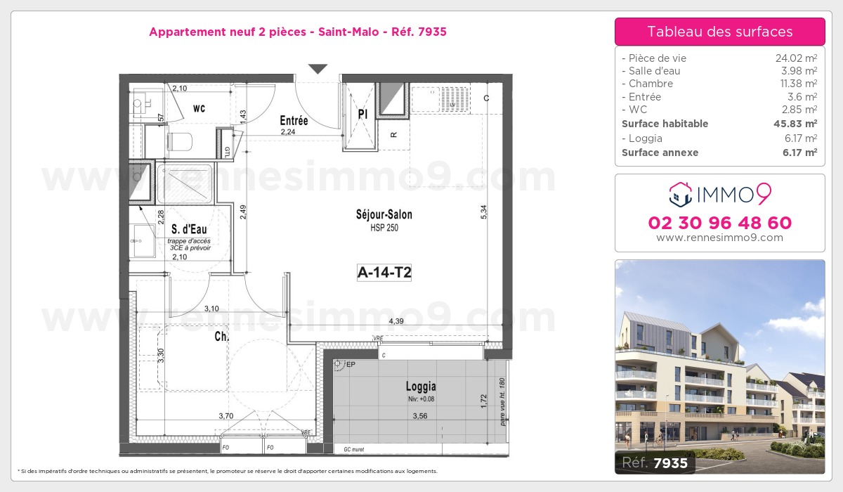Plan et surfaces, Programme neuf Saint-Malo Référence n° 7935