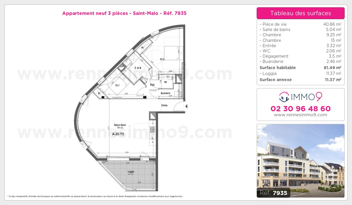 Plan et surfaces, Programme neuf Saint-Malo Référence n° 7935