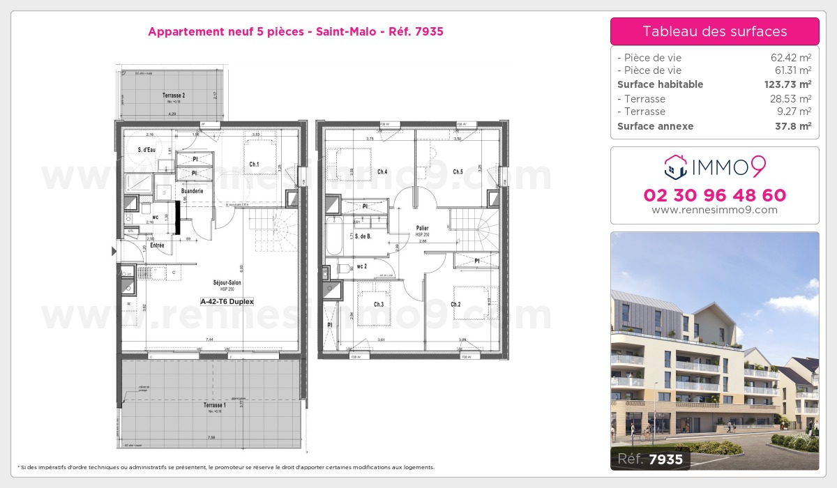 Plan et surfaces, Programme neuf Saint-Malo Référence n° 7935