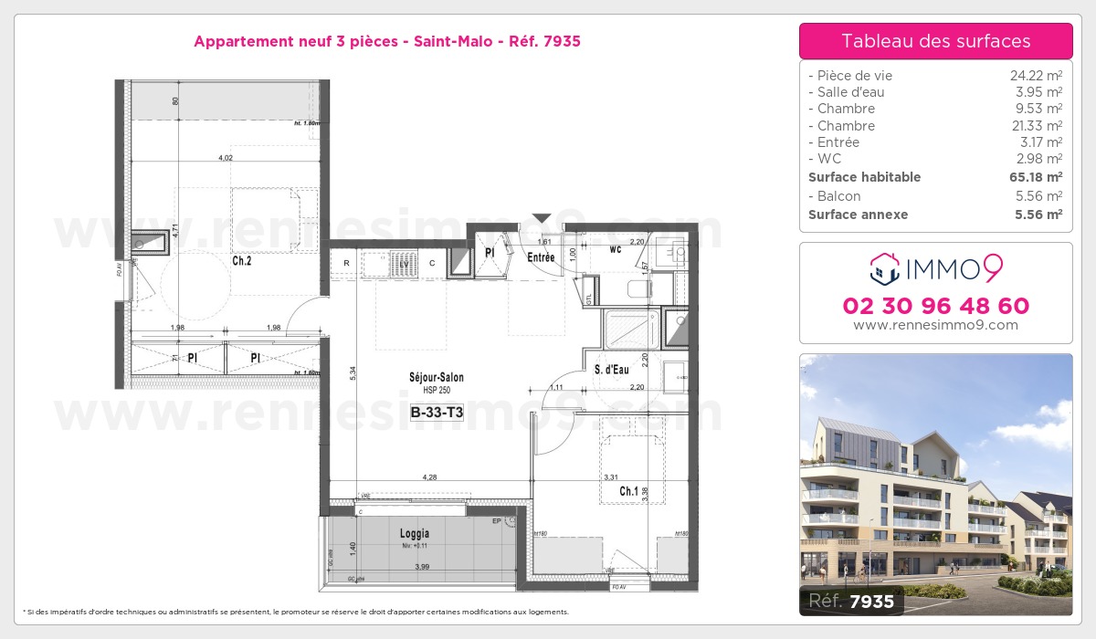 Plan et surfaces, Programme neuf Saint-Malo Référence n° 7935