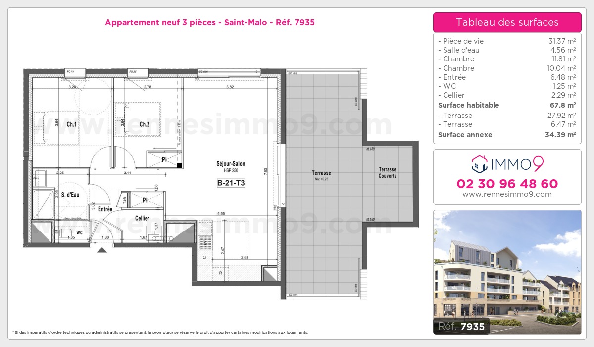 Plan et surfaces, Programme neuf Saint-Malo Référence n° 7935