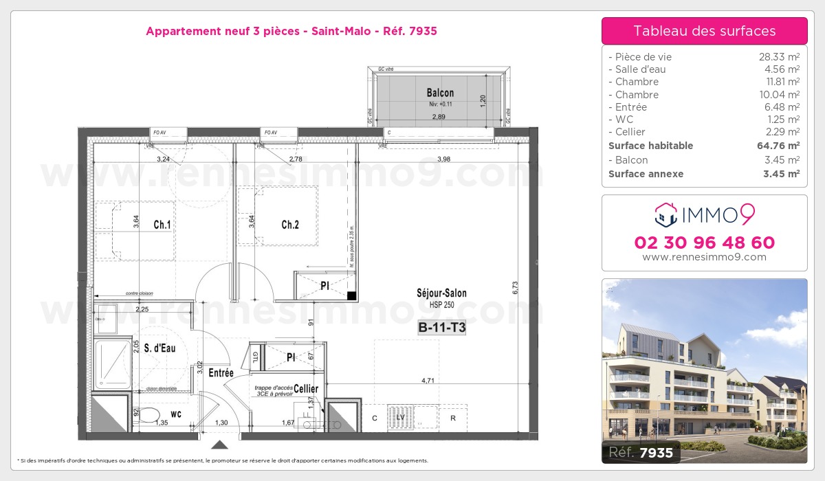 Plan et surfaces, Programme neuf Saint-Malo Référence n° 7935