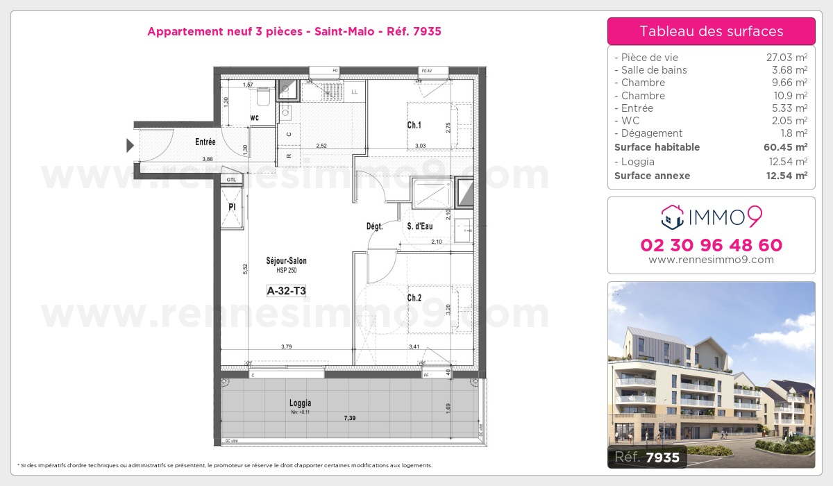 Plan et surfaces, Programme neuf Saint-Malo Référence n° 7935