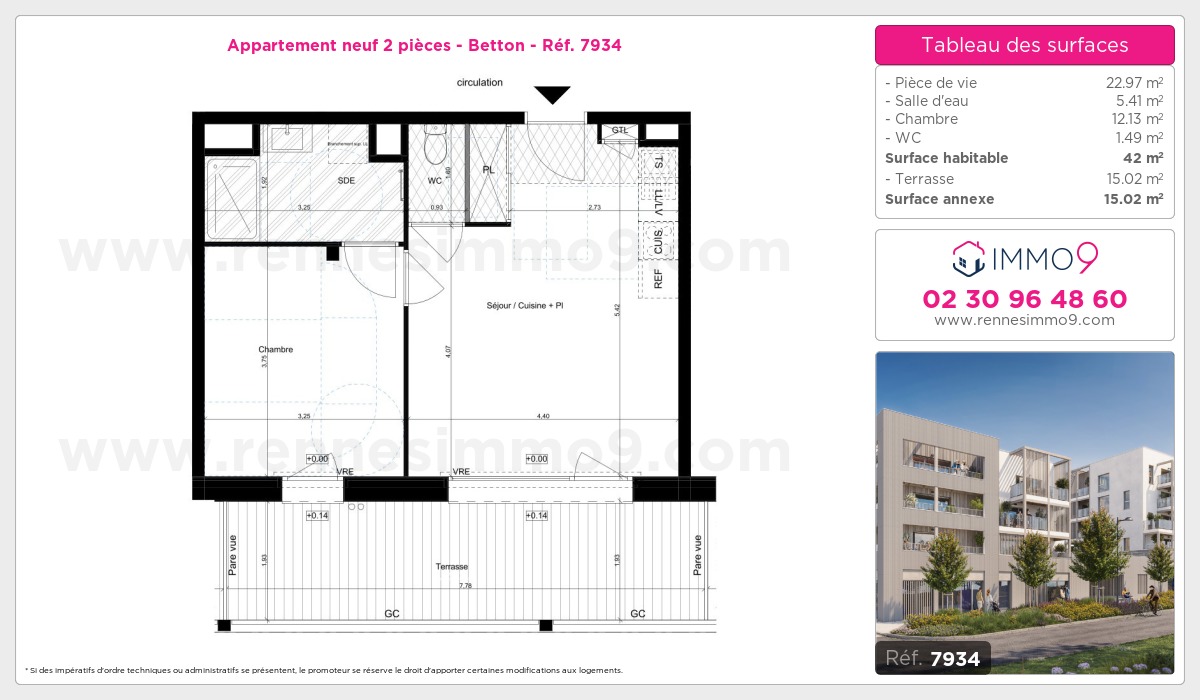 Plan et surfaces, Programme neuf Betton Référence n° 7934