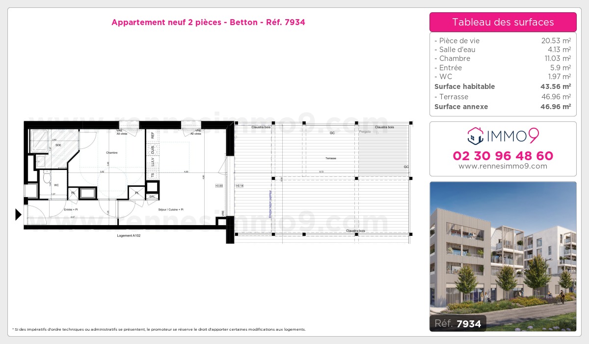 Plan et surfaces, Programme neuf Betton Référence n° 7934