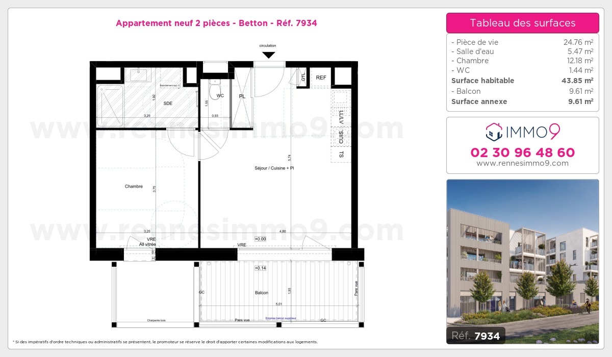 Plan et surfaces, Programme neuf Betton Référence n° 7934