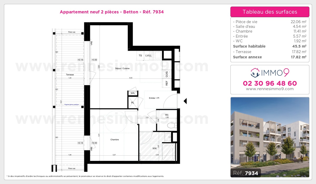 Plan et surfaces, Programme neuf Betton Référence n° 7934