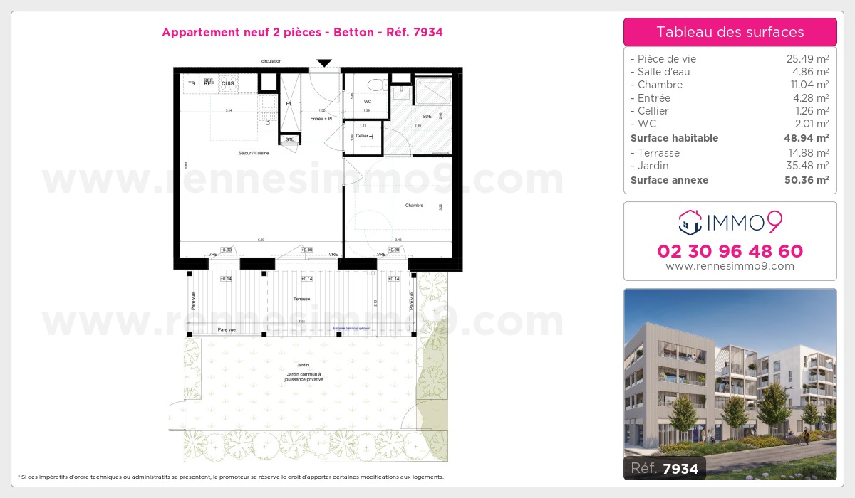 Plan et surfaces, Programme neuf Betton Référence n° 7934