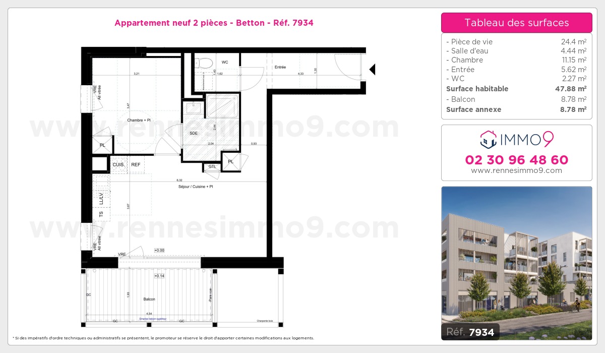 Plan et surfaces, Programme neuf Betton Référence n° 7934