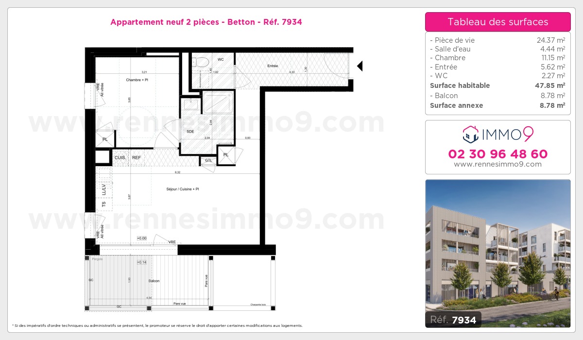 Plan et surfaces, Programme neuf Betton Référence n° 7934