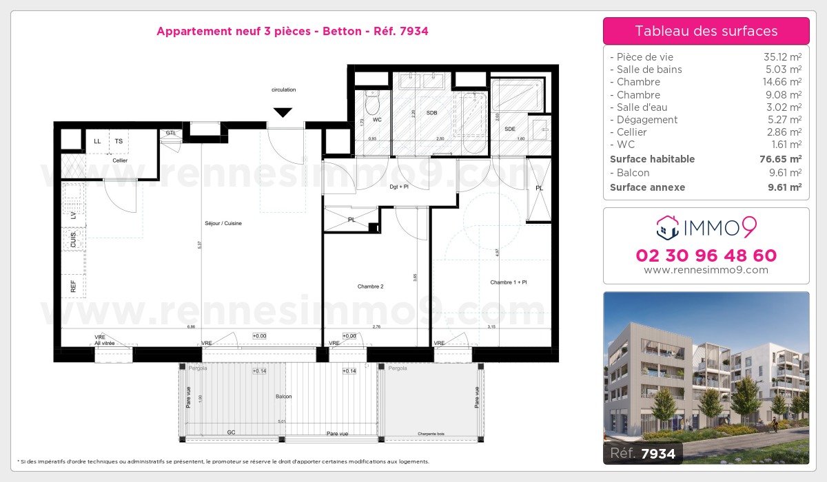Plan et surfaces, Programme neuf Betton Référence n° 7934