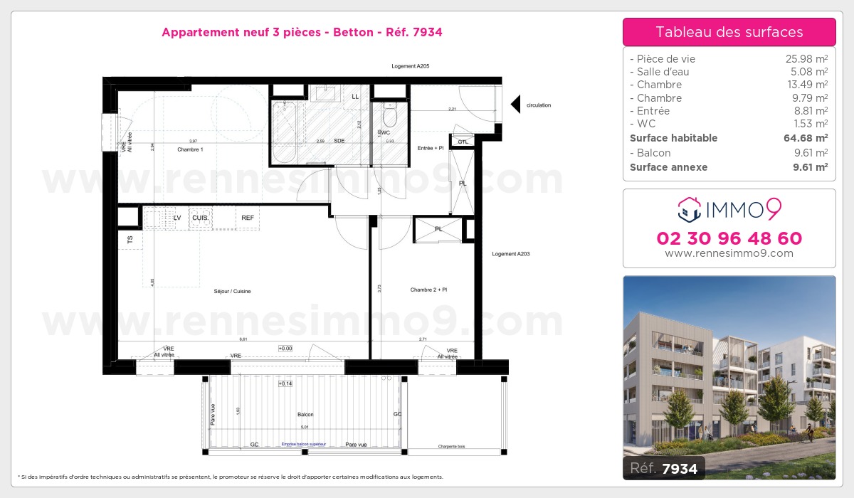 Plan et surfaces, Programme neuf Betton Référence n° 7934