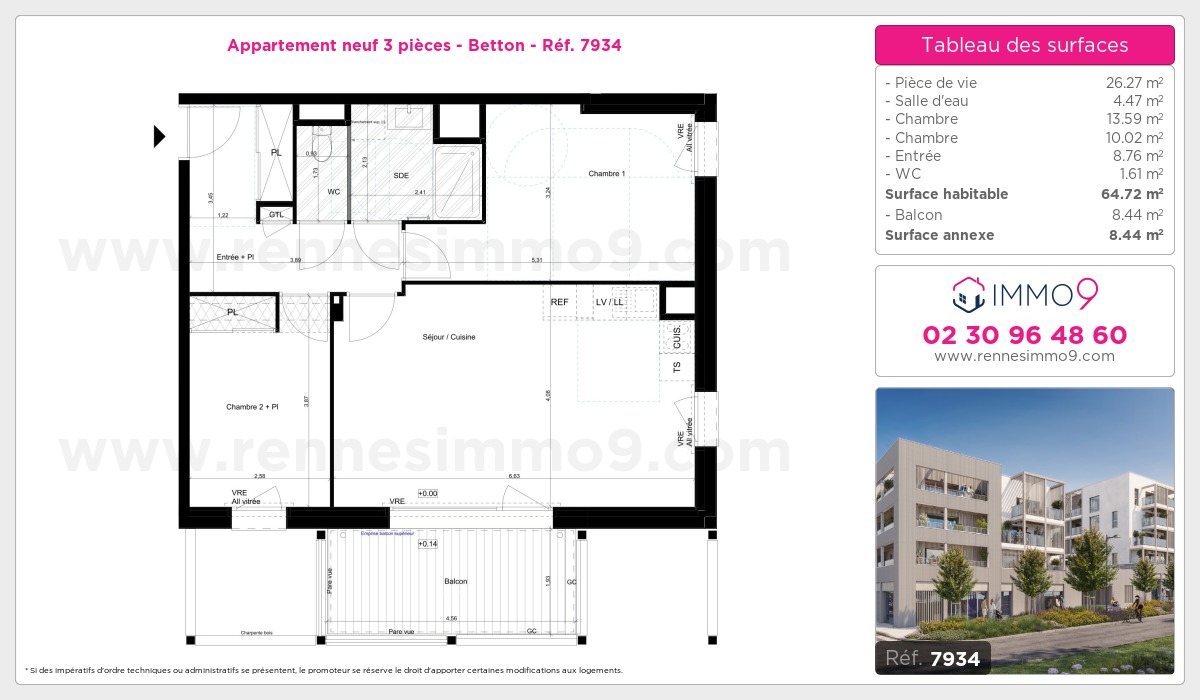 Plan et surfaces, Programme neuf Betton Référence n° 7934