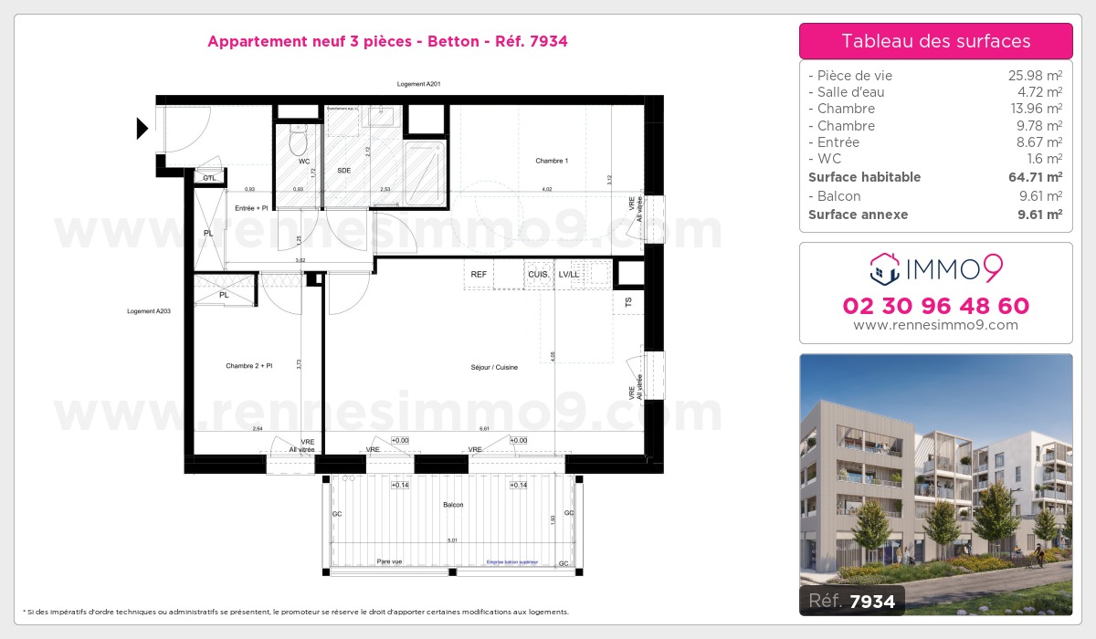 Plan et surfaces, Programme neuf Betton Référence n° 7934