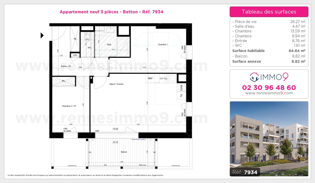 Plan et surfaces, Programme neuf Betton Référence n° 7934