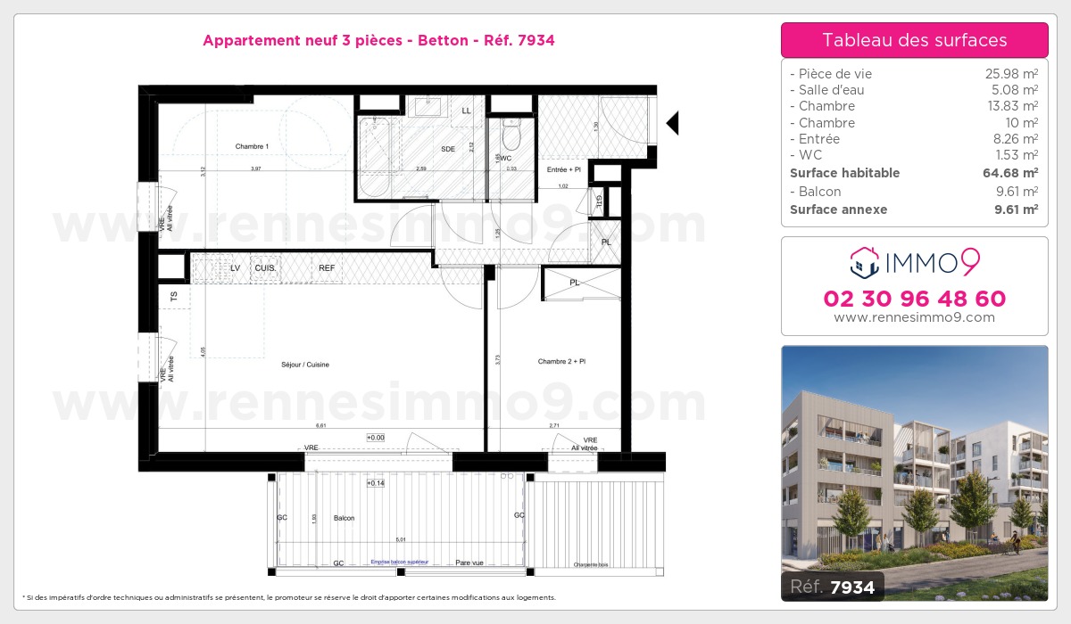 Plan et surfaces, Programme neuf Betton Référence n° 7934