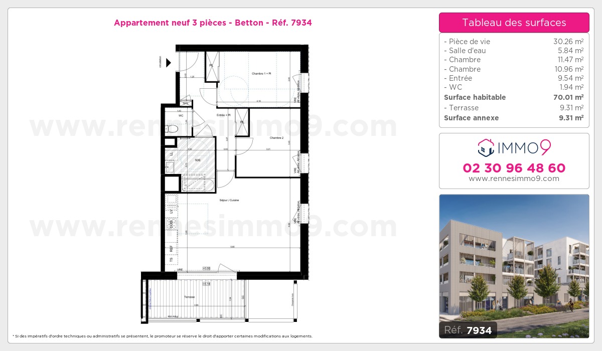 Plan et surfaces, Programme neuf Betton Référence n° 7934
