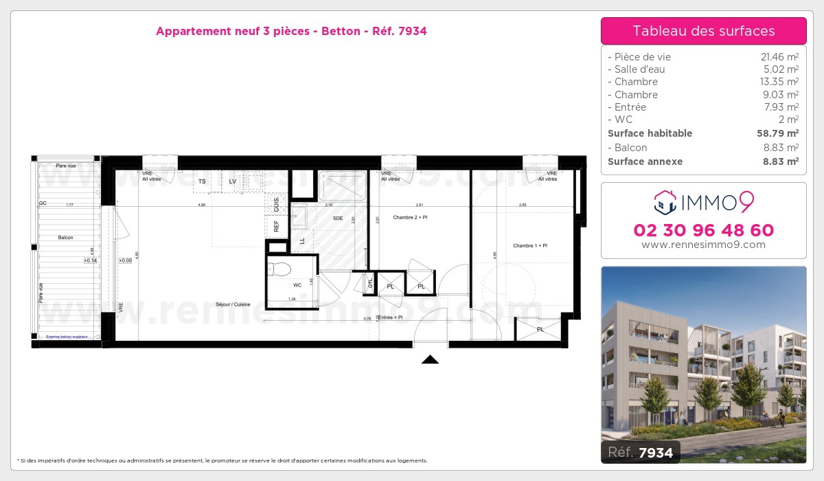 Plan et surfaces, Programme neuf Betton Référence n° 7934