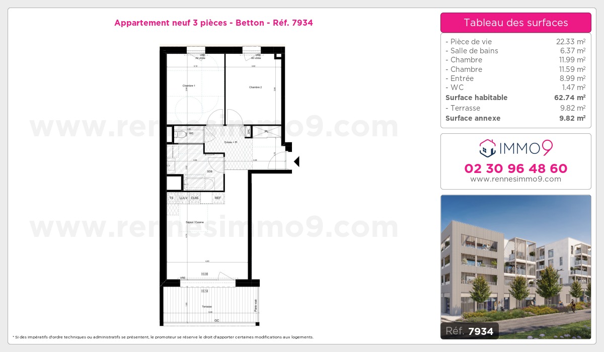 Plan et surfaces, Programme neuf Betton Référence n° 7934