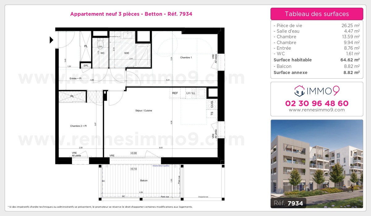 Plan et surfaces, Programme neuf Betton Référence n° 7934